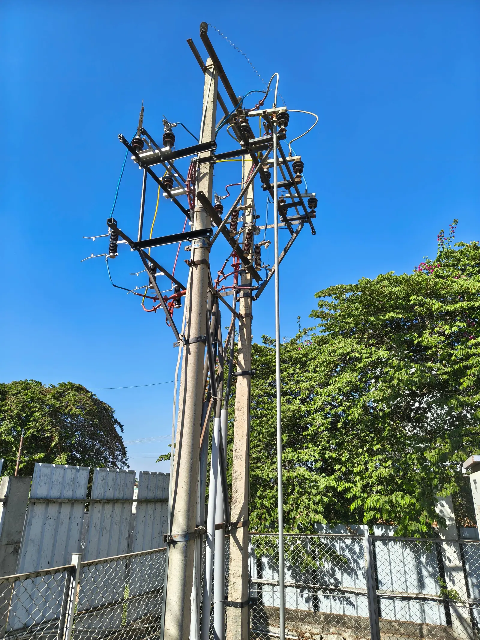 HT utility pole line wide-angle view